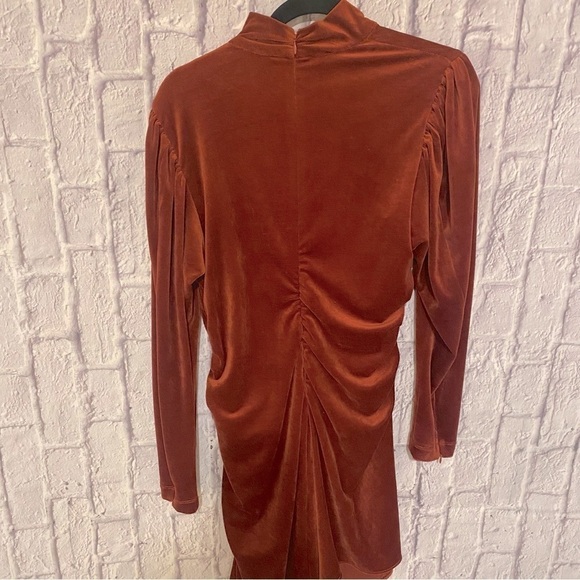 A.l.c. Marcel Ruched Velvet Mini Dress in Sumac Rust Burnt Orange 12 - Picture 10 of 15